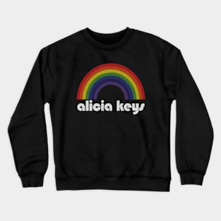 Alicia Keys / Vintage Rainbow Design // Fan Art Design Crewneck Sweatshirt